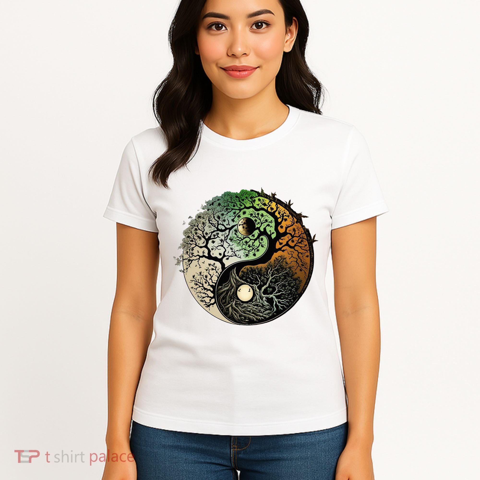 Buddhist Yin Yang Zen Tree Of Life Women's T-Shirt