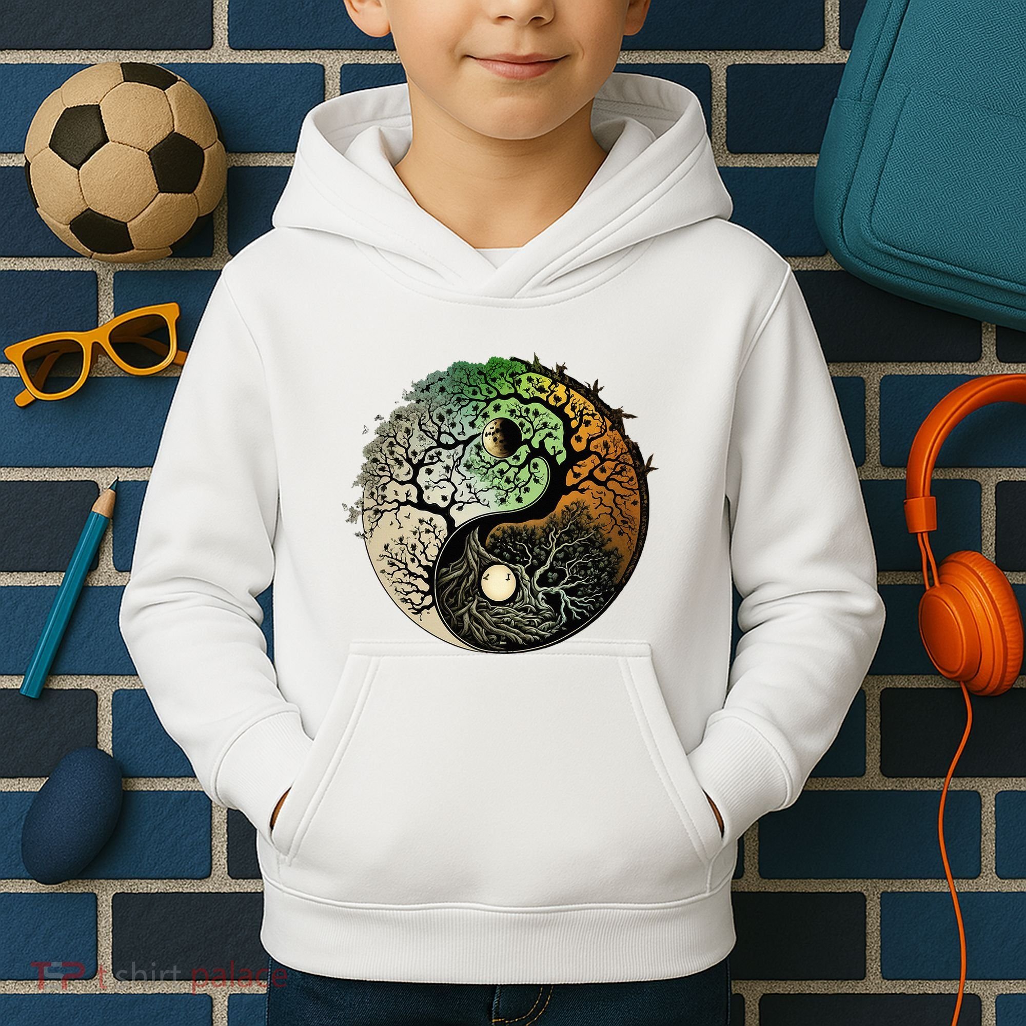 Buddhist Yin Yang Zen Tree Of Life Kids Hoodie