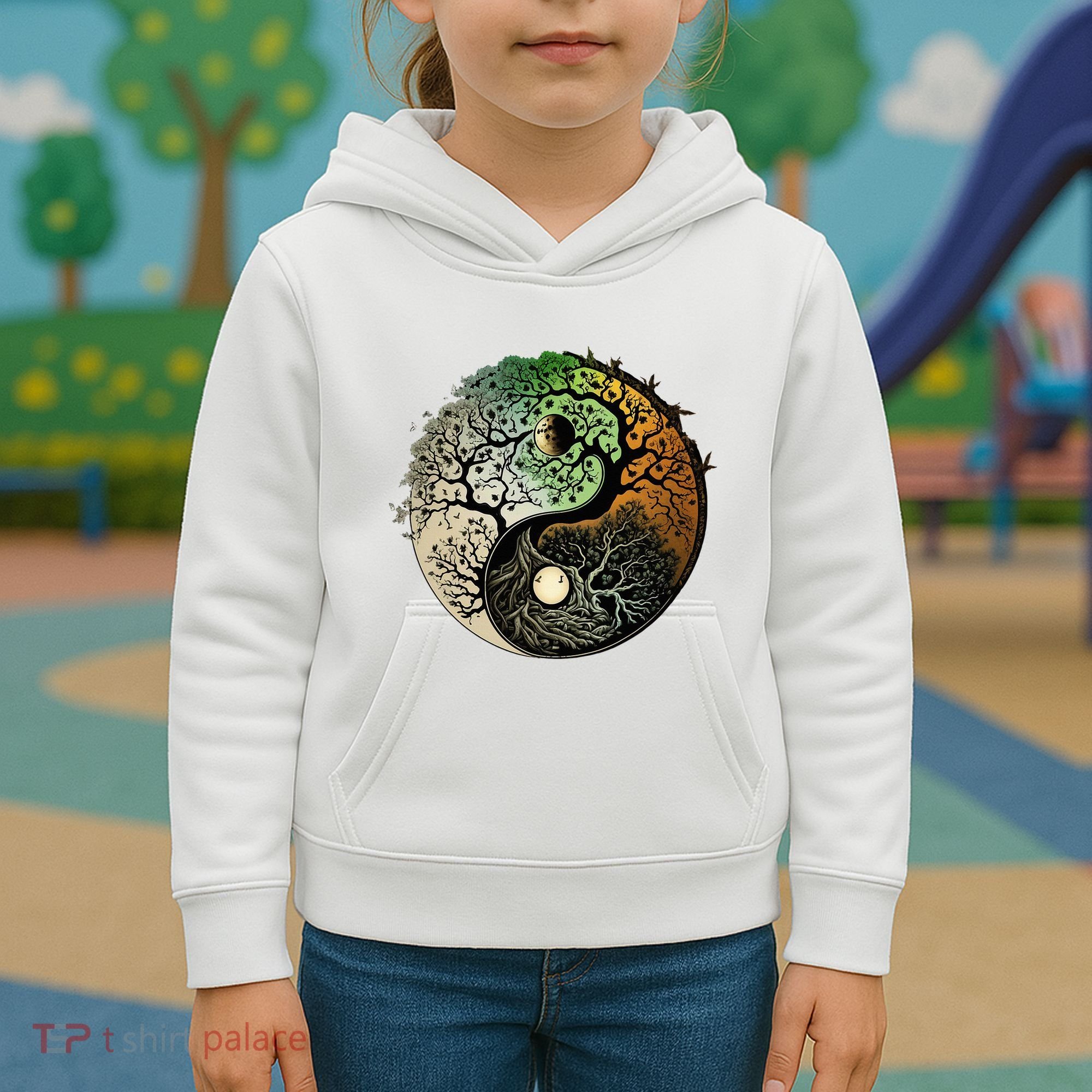 Buddhist Yin Yang Zen Tree Of Life Kids Hoodie