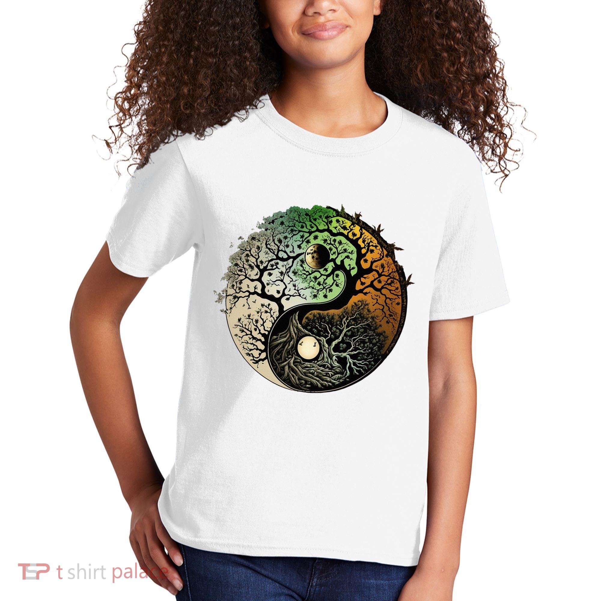 Buddhist Yin Yang Zen Tree Of Life Kids T-Shirt