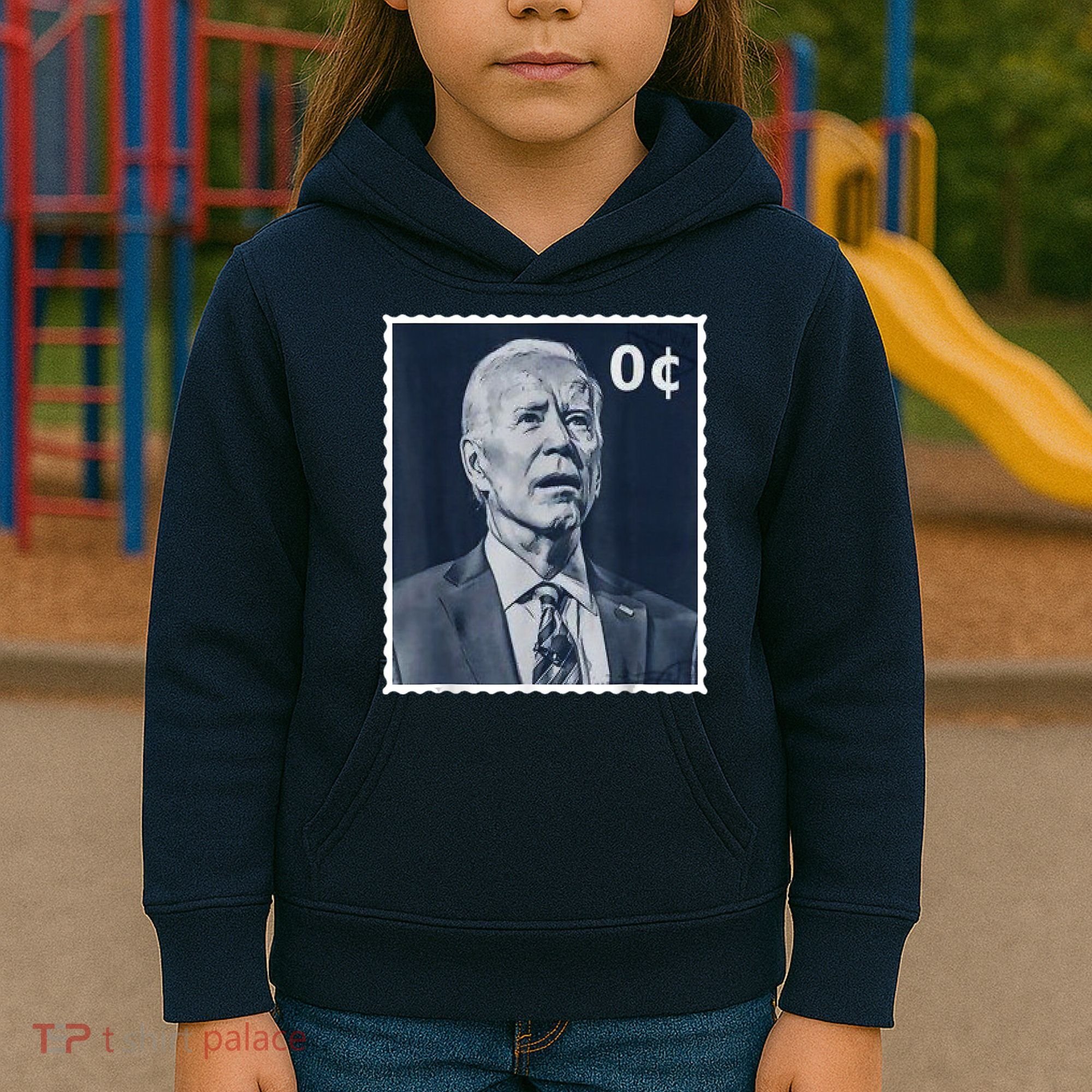 Biden Zero Cents Stamp 0 President Joe Biden Kids Hoodie