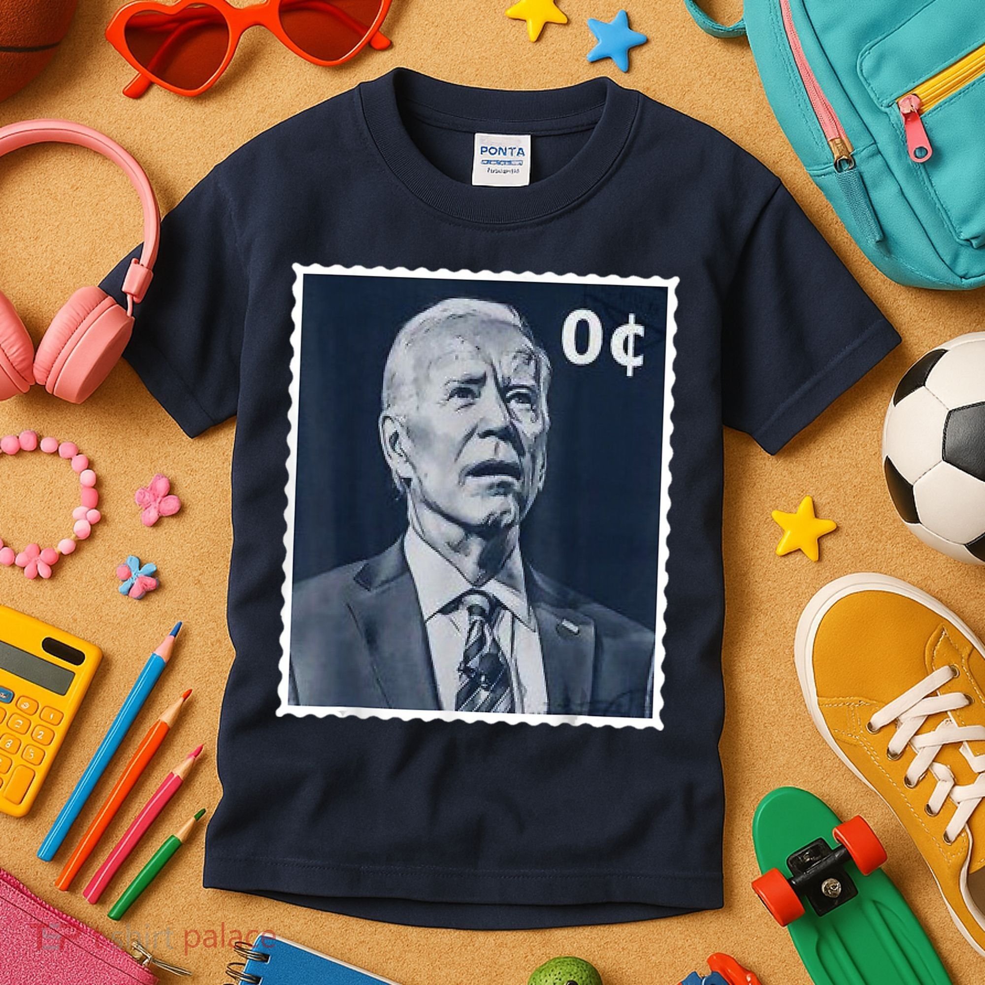 Biden Zero Cents Stamp 0 President Joe Biden Kids T-Shirt