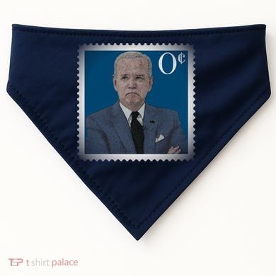 Biden Zero Cents Stamp Joe 0 Funny President USA-Made Doggie Bandana