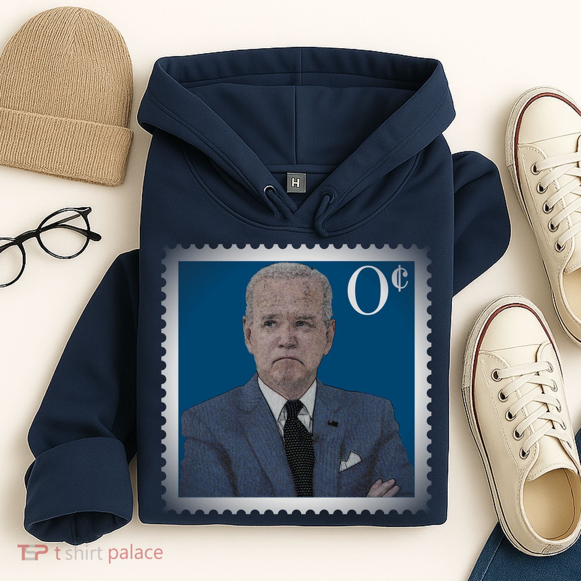 Biden Zero Cents Stamp Joe 0 Funny President Hoodie