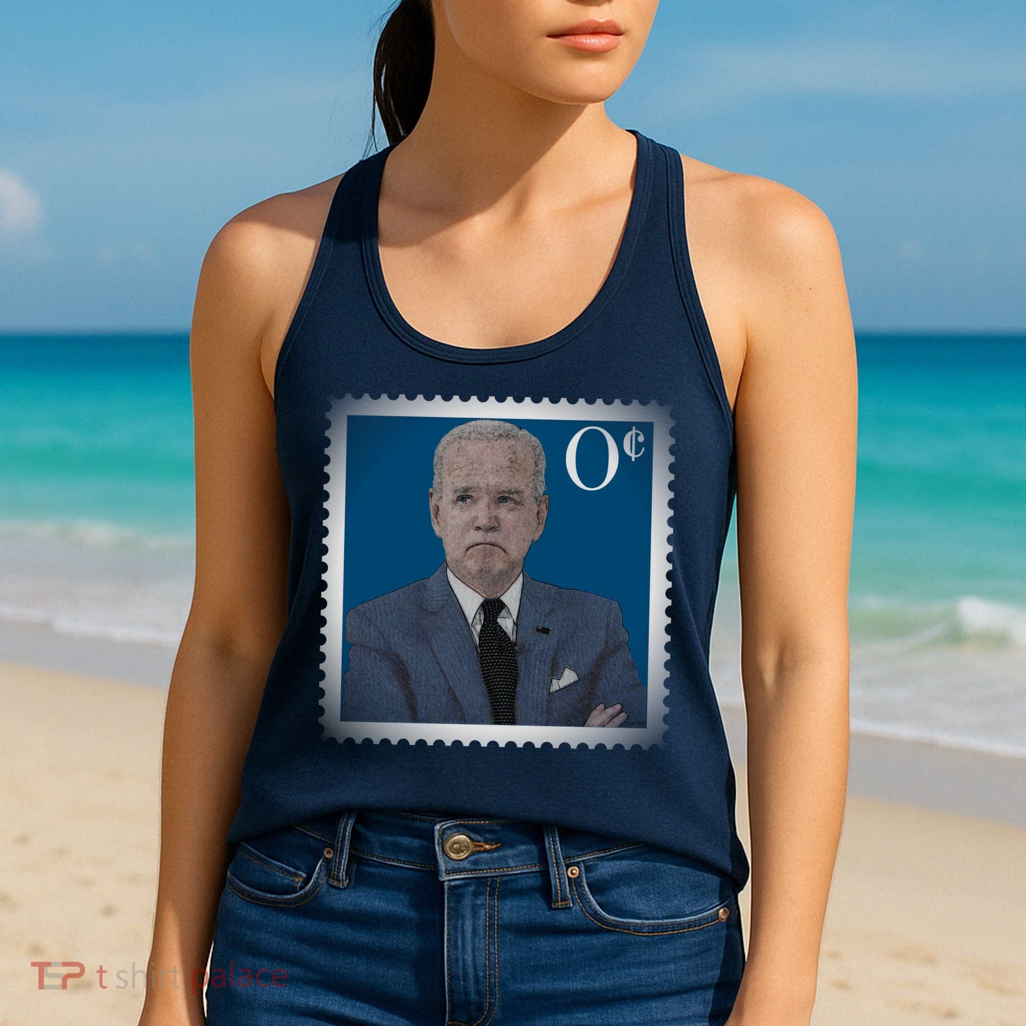 Biden Zero Cents Stamp Joe 0 Funny President Women's Tank Top