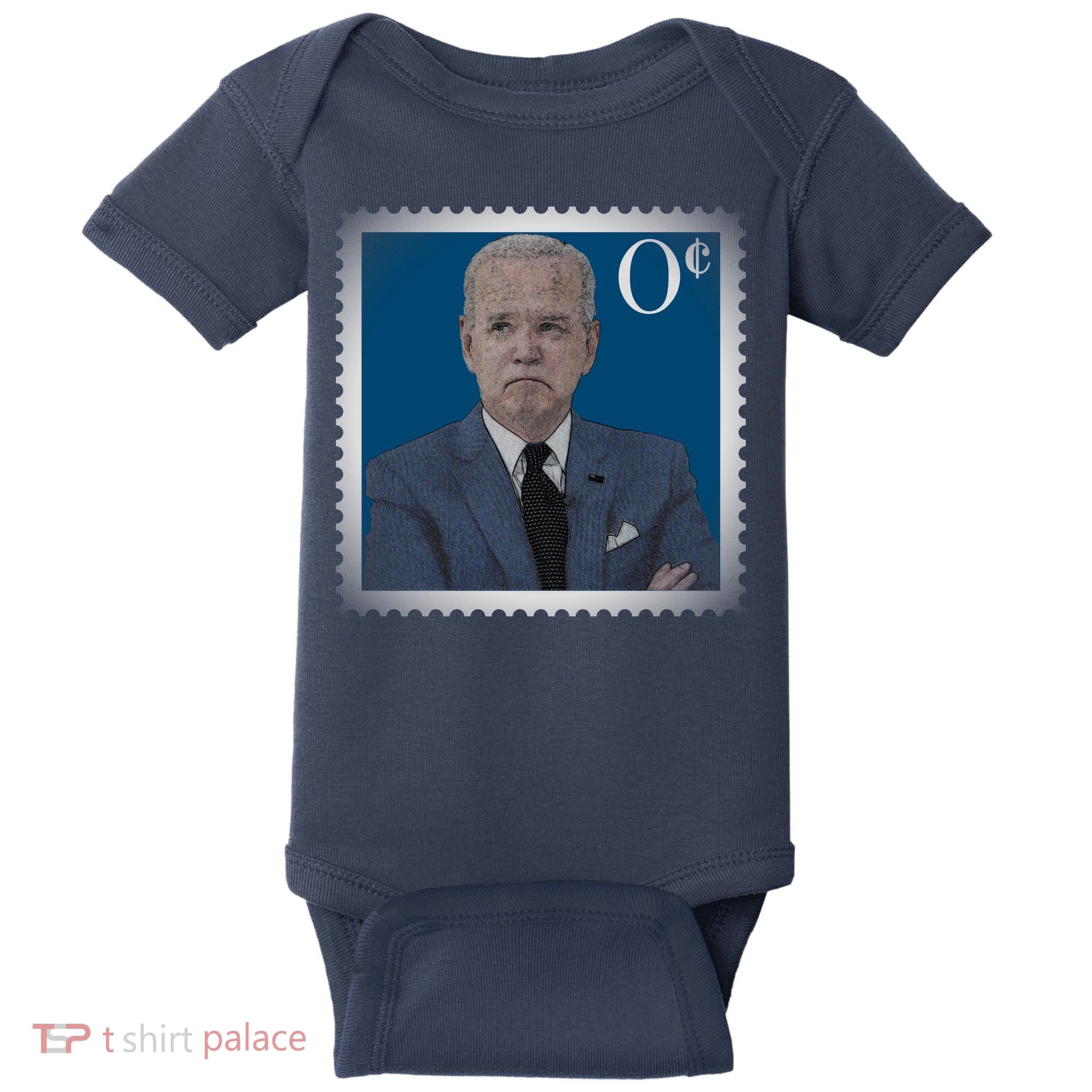 Biden Zero Cents Stamp Joe 0 Funny President Baby Bodysuit