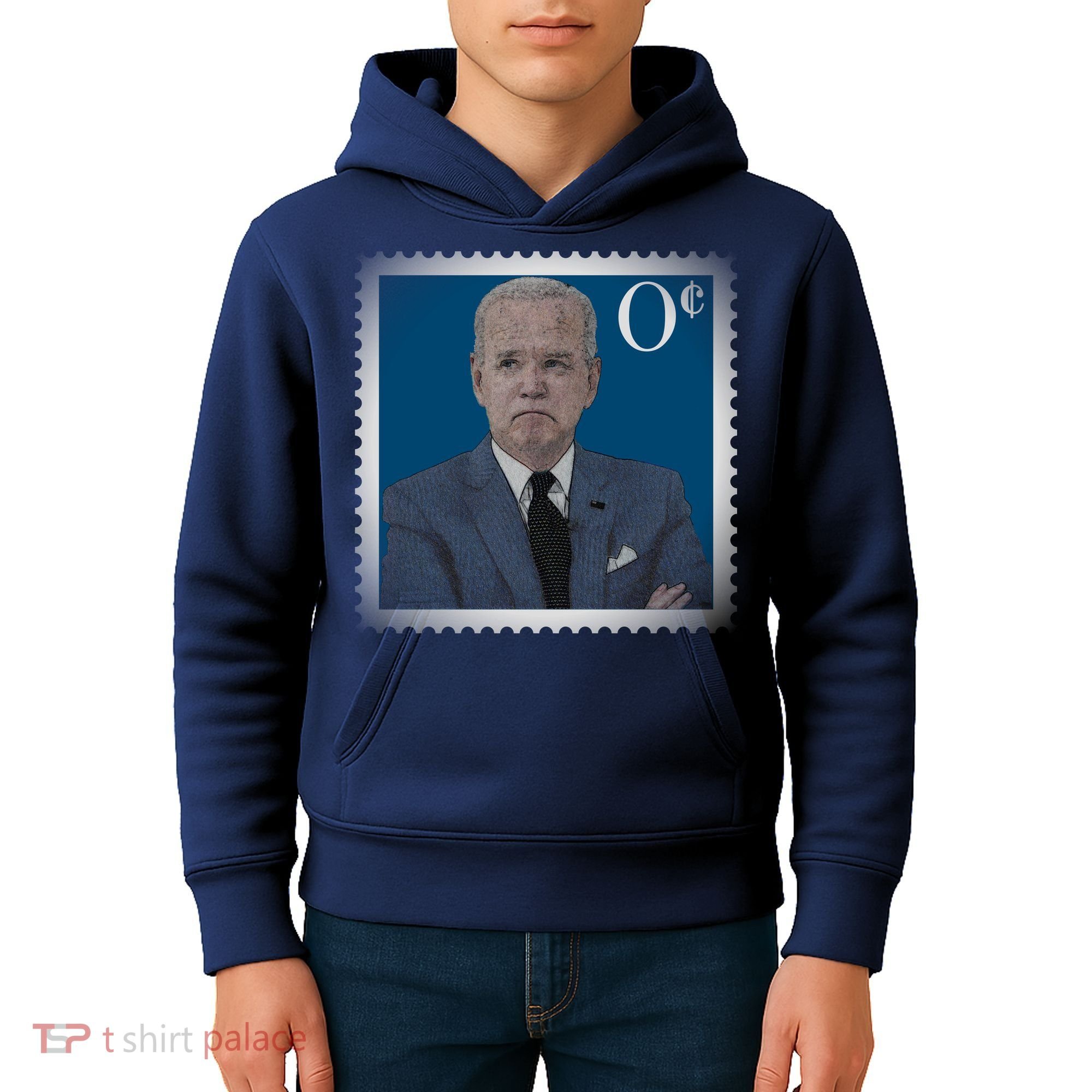 Biden Zero Cents Stamp Joe 0 Funny President Kids Hoodie