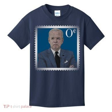 Biden Zero Cents Stamp Joe 0 Funny President Kids T-Shirt