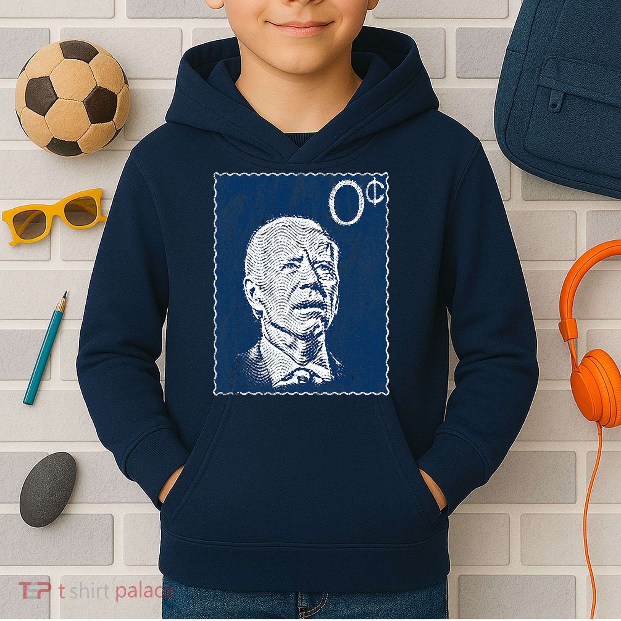 Biden Zero Cents Stamp 0 President Joe Kids Hoodie