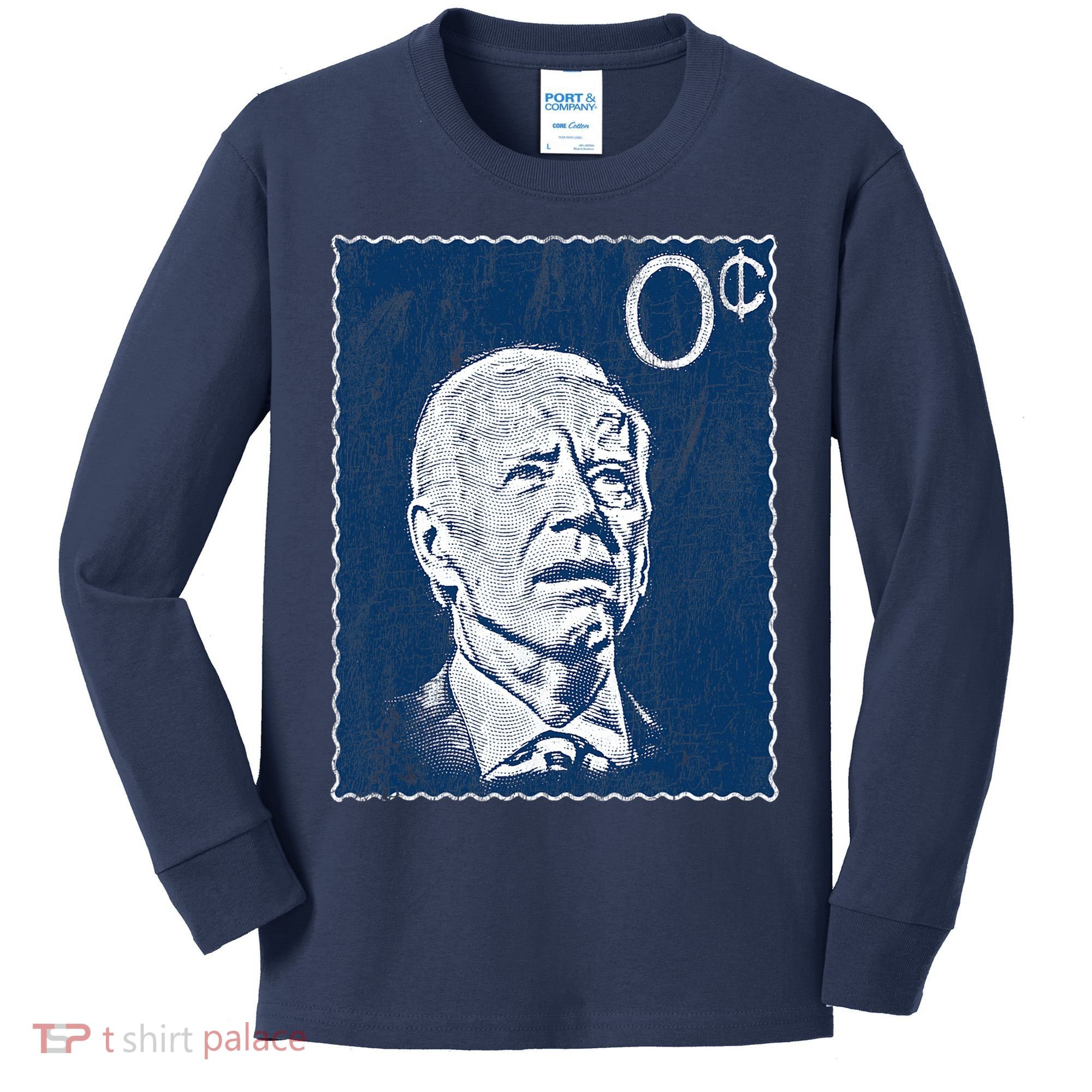 Biden Zero Cents Stamp 0 President Joe Kids Long Sleeve Shirt