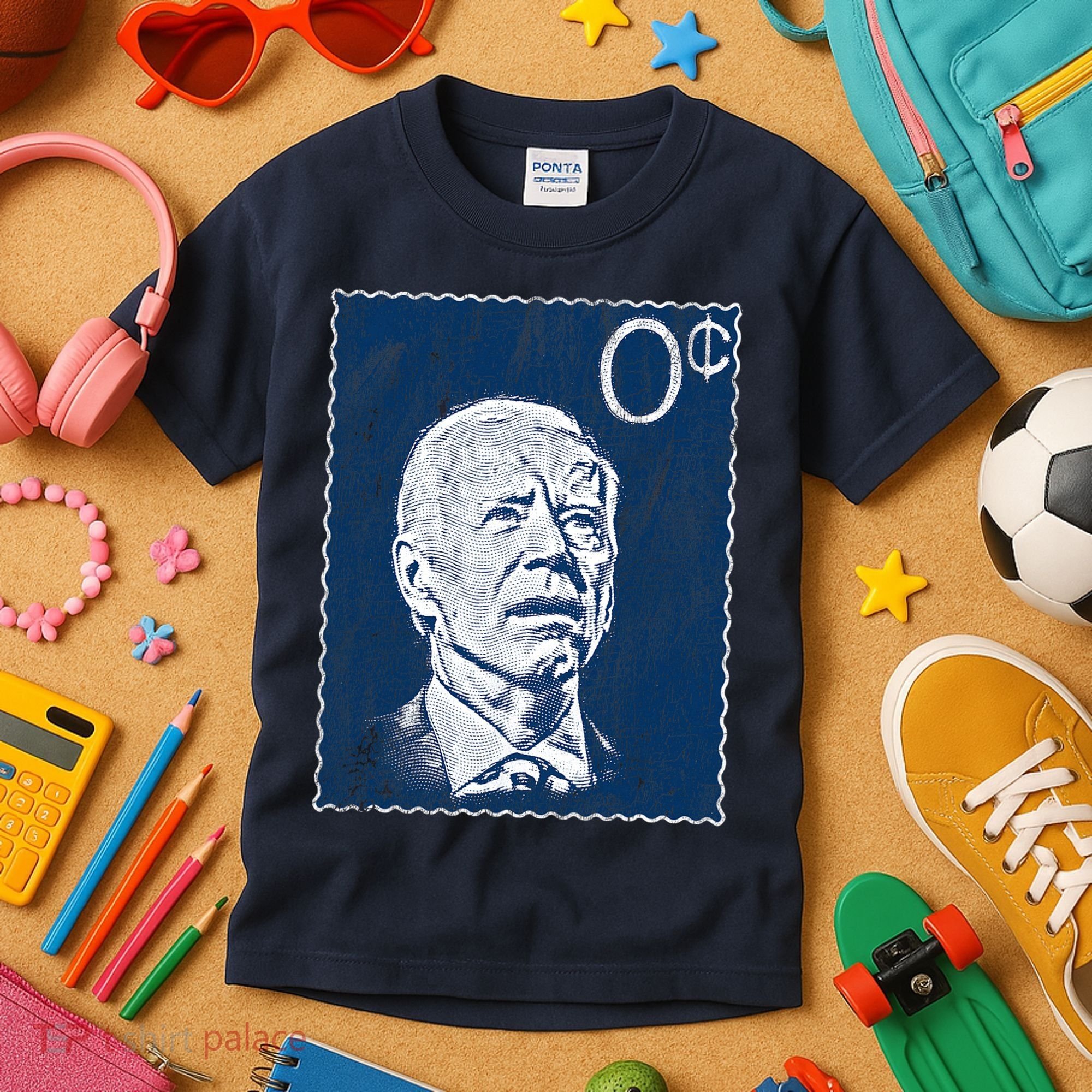 Biden Zero Cents Stamp 0 President Joe Kids T-Shirt
