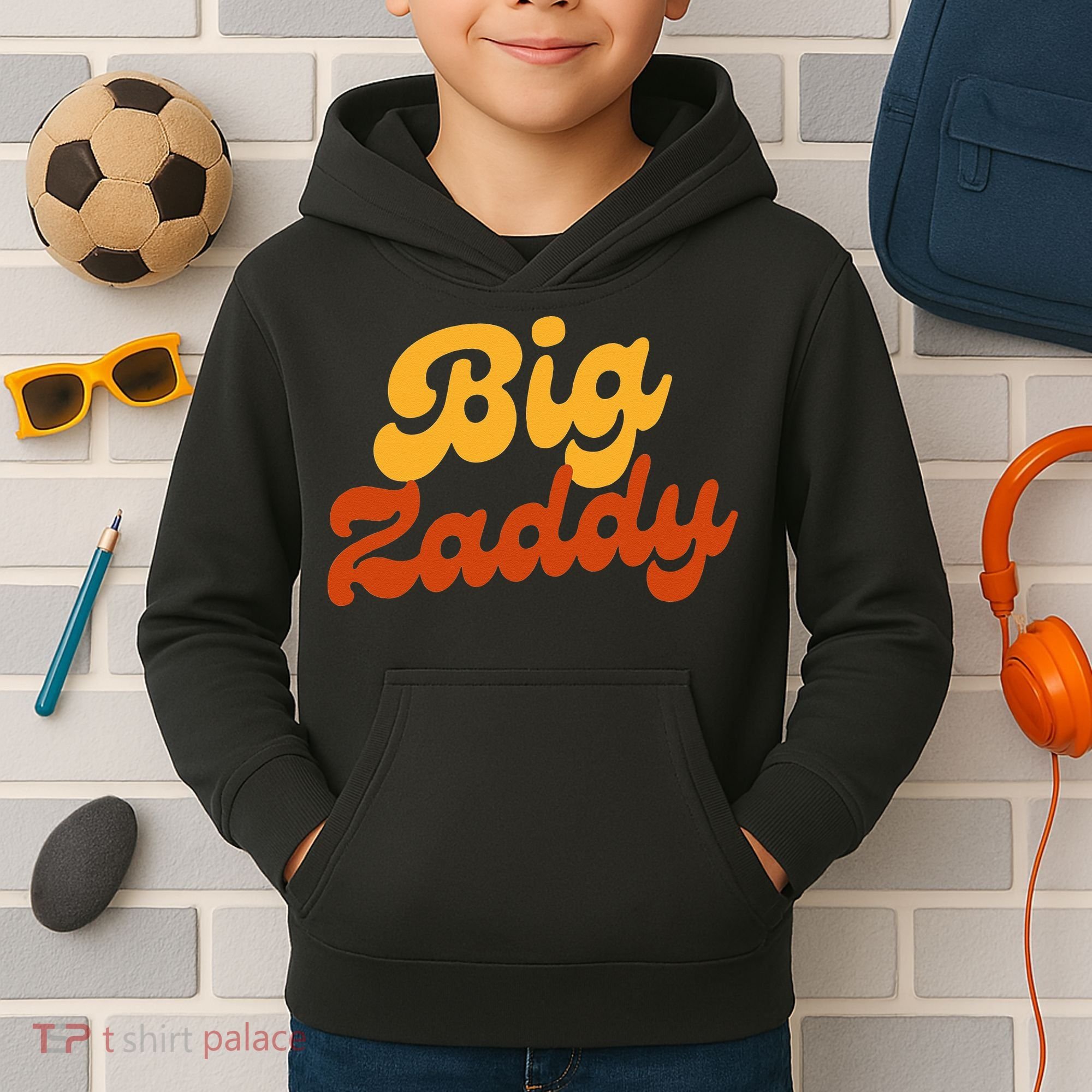 Big Zaddy Fathers Day Gift Present Retro style Kids Hoodie