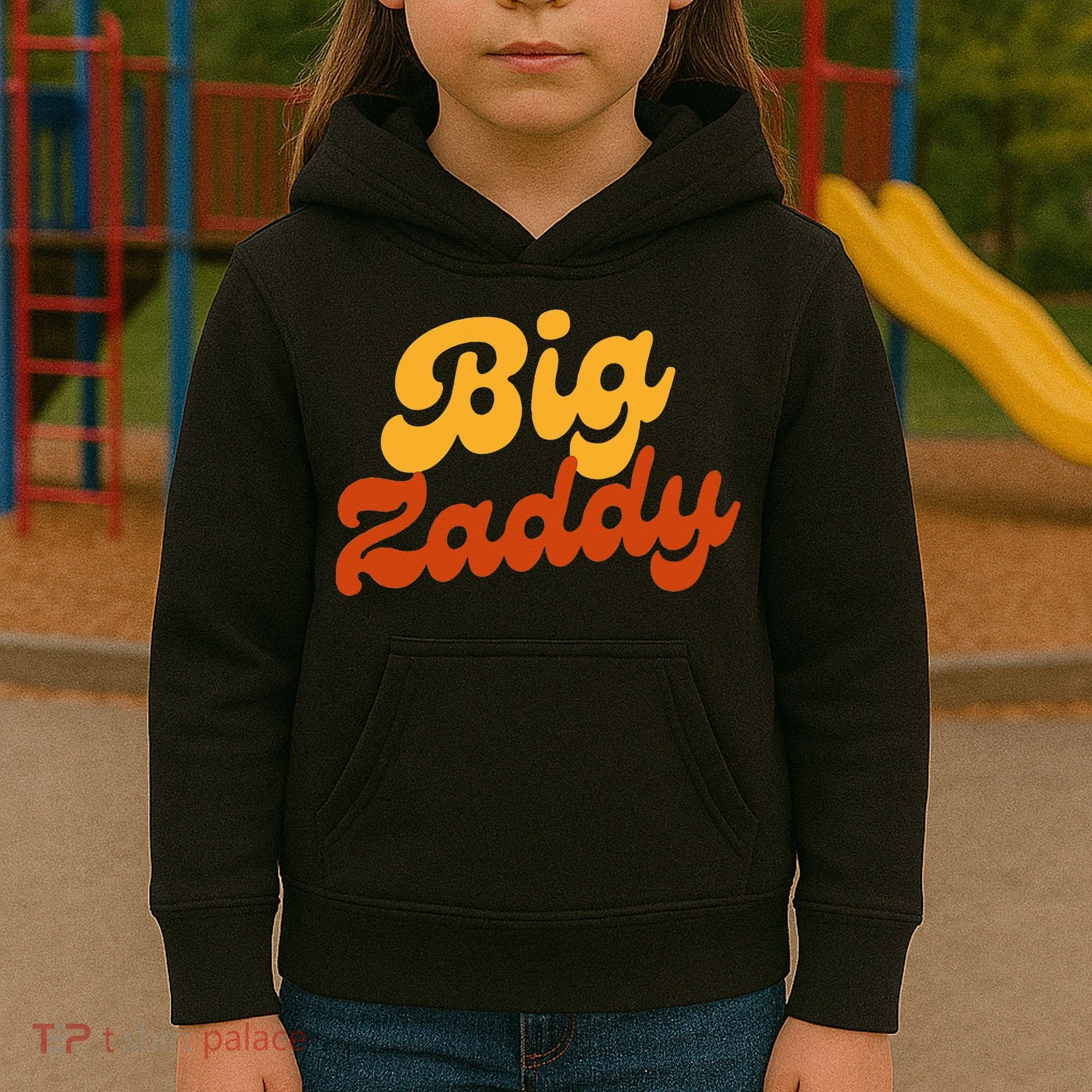 Big Zaddy Fathers Day Gift Present Retro style Kids Hoodie