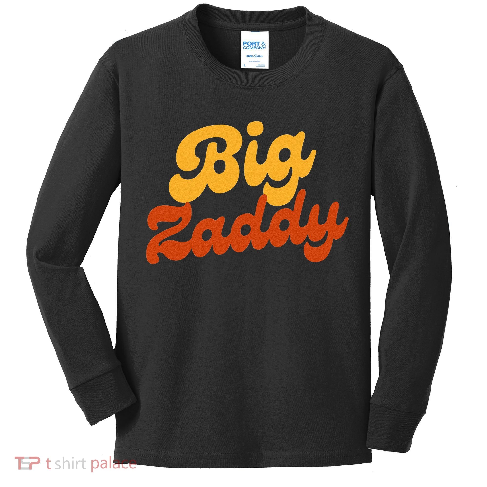Big Zaddy Fathers Day Gift Present Retro style Kids Long Sleeve Shirt