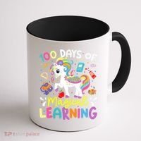 Cute 100 Days Of Magical Learning 100th Day School Unicorn Coffee Mug thumb 1