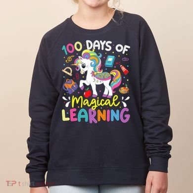 Cute 100 Days Of Magical Learning 100th Day School Unicorn Women's Sweatshirt