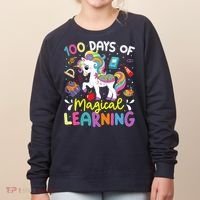 Cute 100 Days Of Magical Learning 100th Day School Unicorn Women's Sweatshirt thumb 0