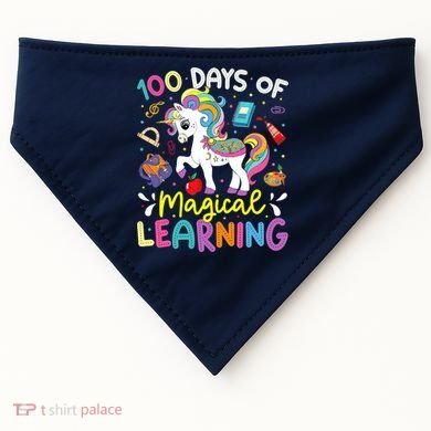 Cute 100 Days Of Magical Learning 100th Day School Unicorn USA-Made Doggie Bandana