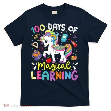 Cute 100 Days Of Magical Learning 100th Day School Unicorn T-Shirt