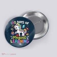 Cute 100 Days Of Magical Learning 100th Day School Unicorn Button thumb 0