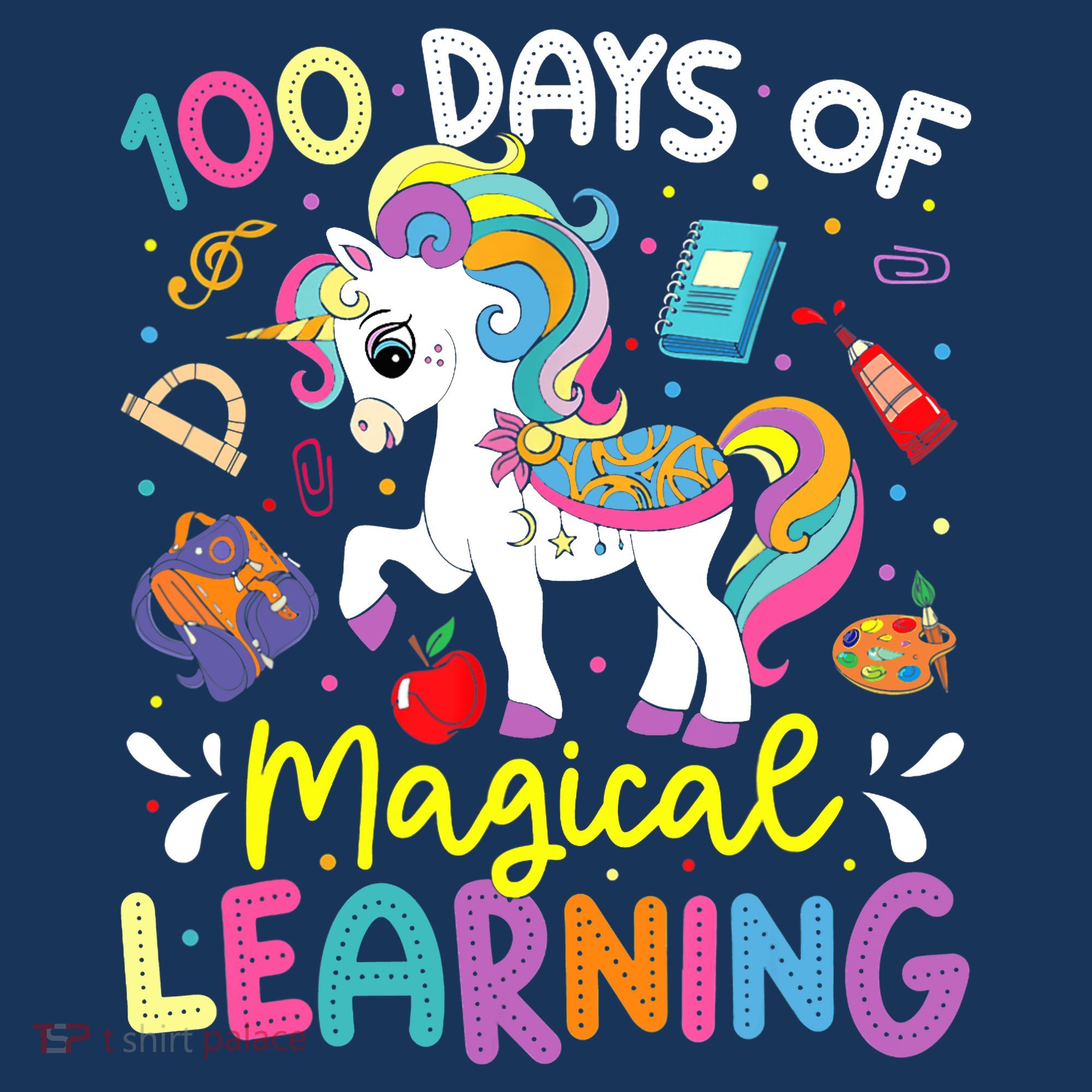 Cute 100 Days Of Magical Learning 100th Day School Unicorn Women's Hoodie