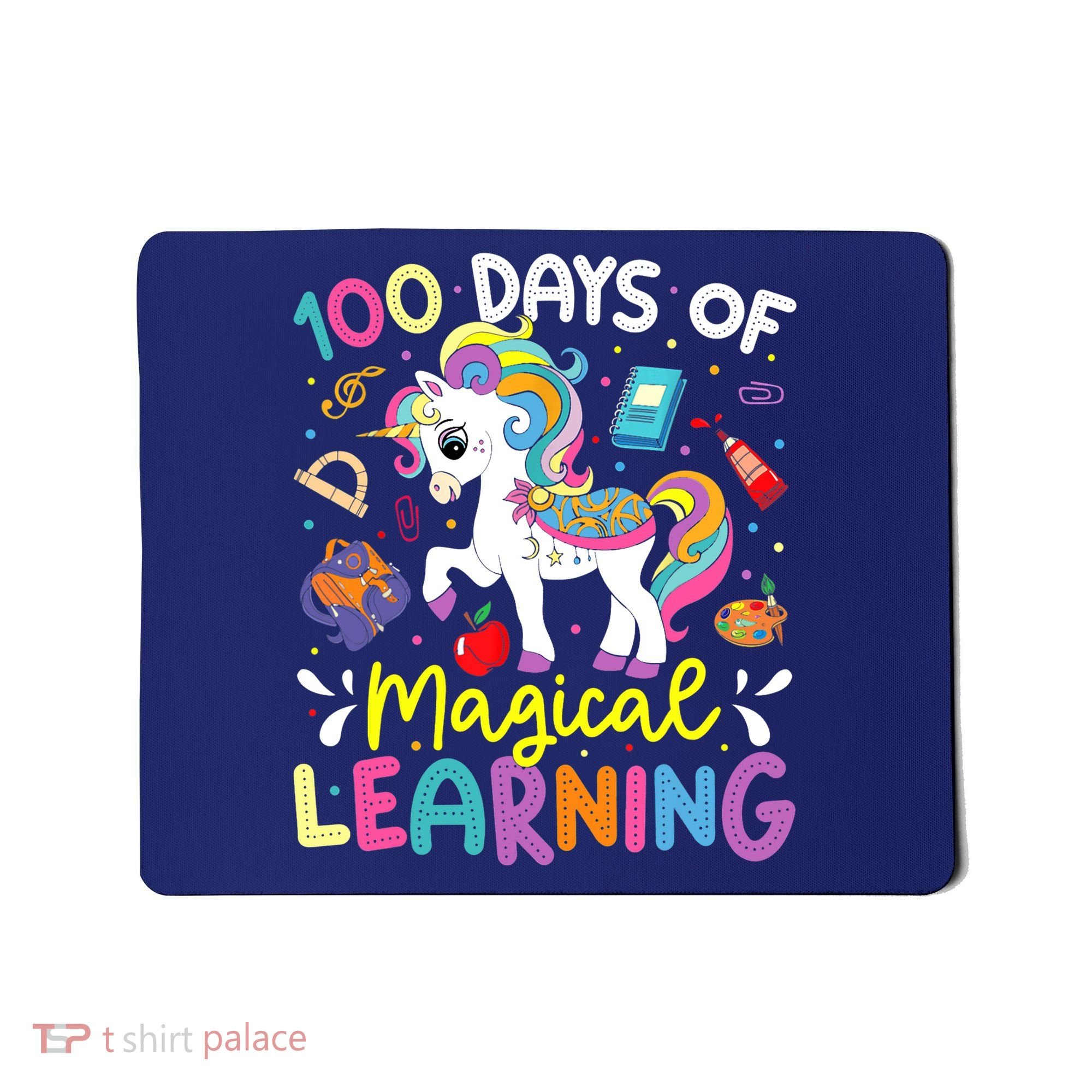 Cute 100 Days Of Magical Learning 100th Day School Unicorn Mousepad