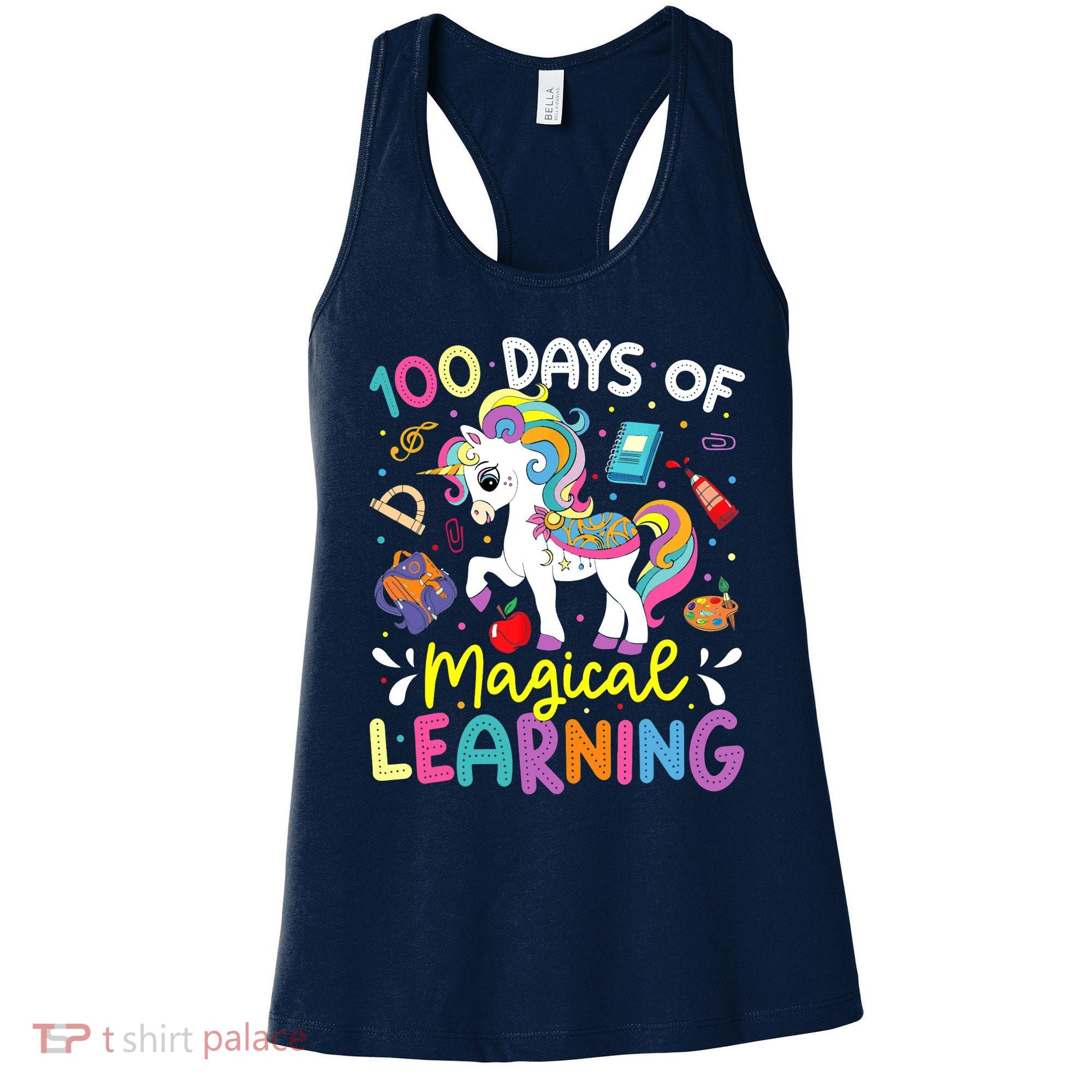 Cute 100 Days Of Magical Learning 100th Day School Unicorn Women's Tank Top
