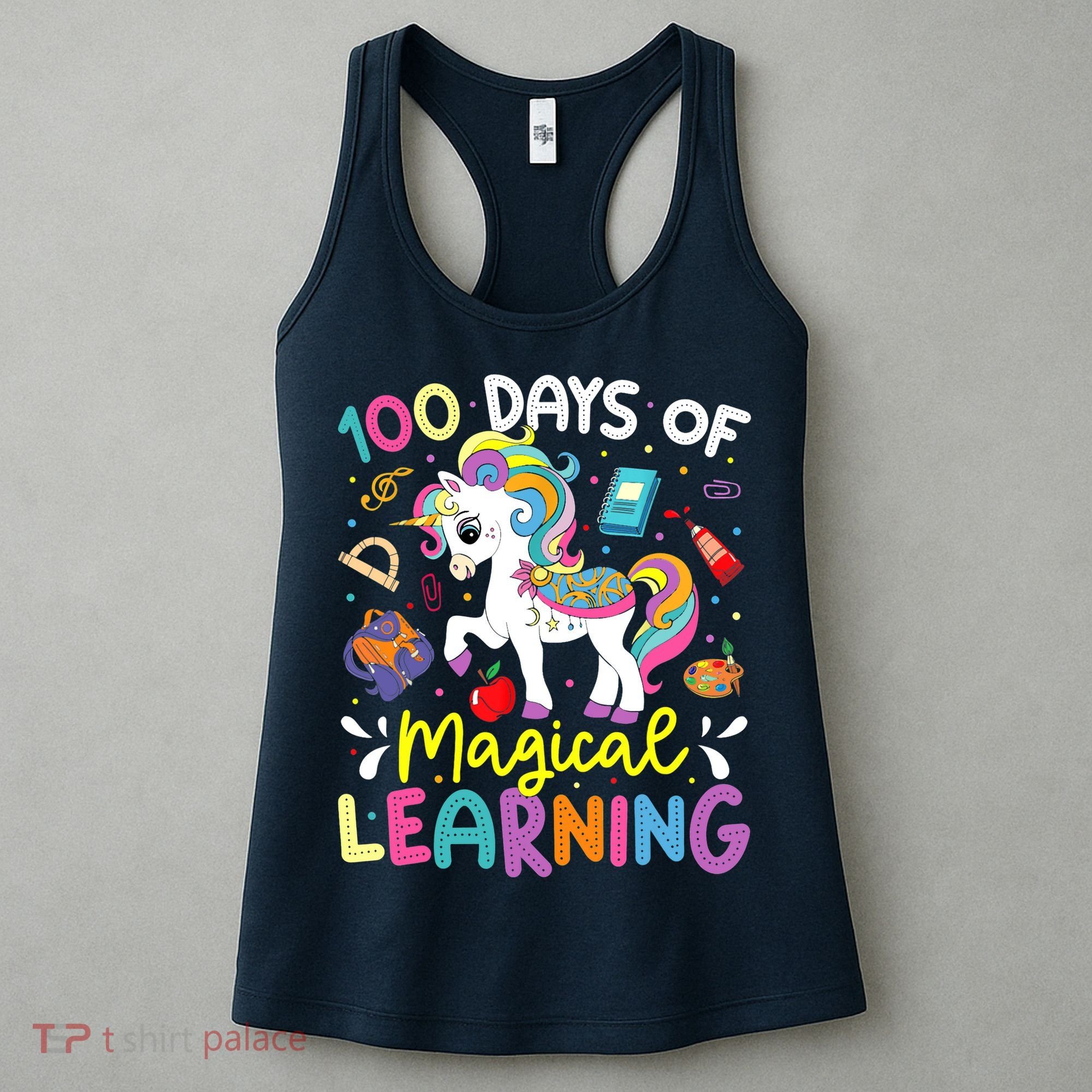 Cute 100 Days Of Magical Learning 100th Day School Unicorn Women's Tank Top