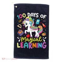 Cute 100 Days Of Magical Learning 100th Day School Unicorn Golf Towel thumb 0