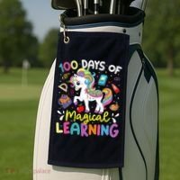 Cute 100 Days Of Magical Learning 100th Day School Unicorn Golf Towel thumb 2
