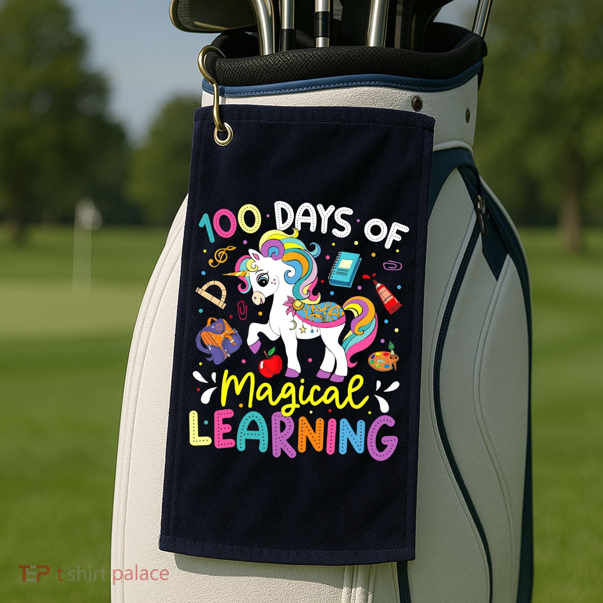 Cute 100 Days Of Magical Learning 100th Day School Unicorn Golf Towel