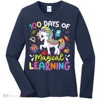 Cute 100 Days Of Magical Learning 100th Day School Unicorn Women's Long Sleeve Shirt thumb 0