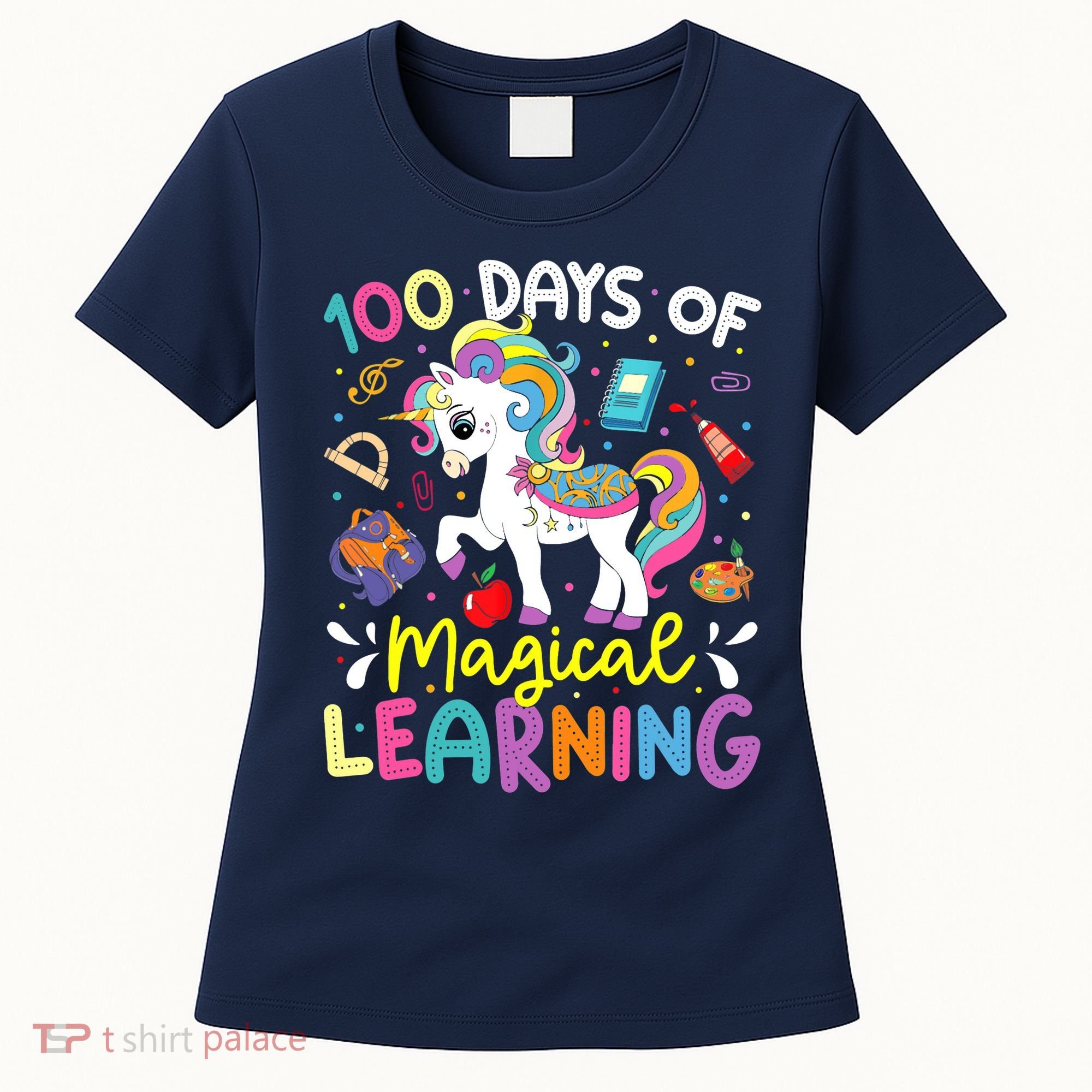 Cute 100 Days Of Magical Learning 100th Day School Unicorn Women's T-Shirt