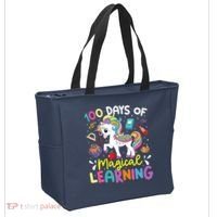 Cute 100 Days Of Magical Learning 100th Day School Unicorn Tote Bag thumb 2