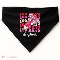 Cute 100 Days Of School Ribbon Bow USA-Made Doggie Bandana thumb 0