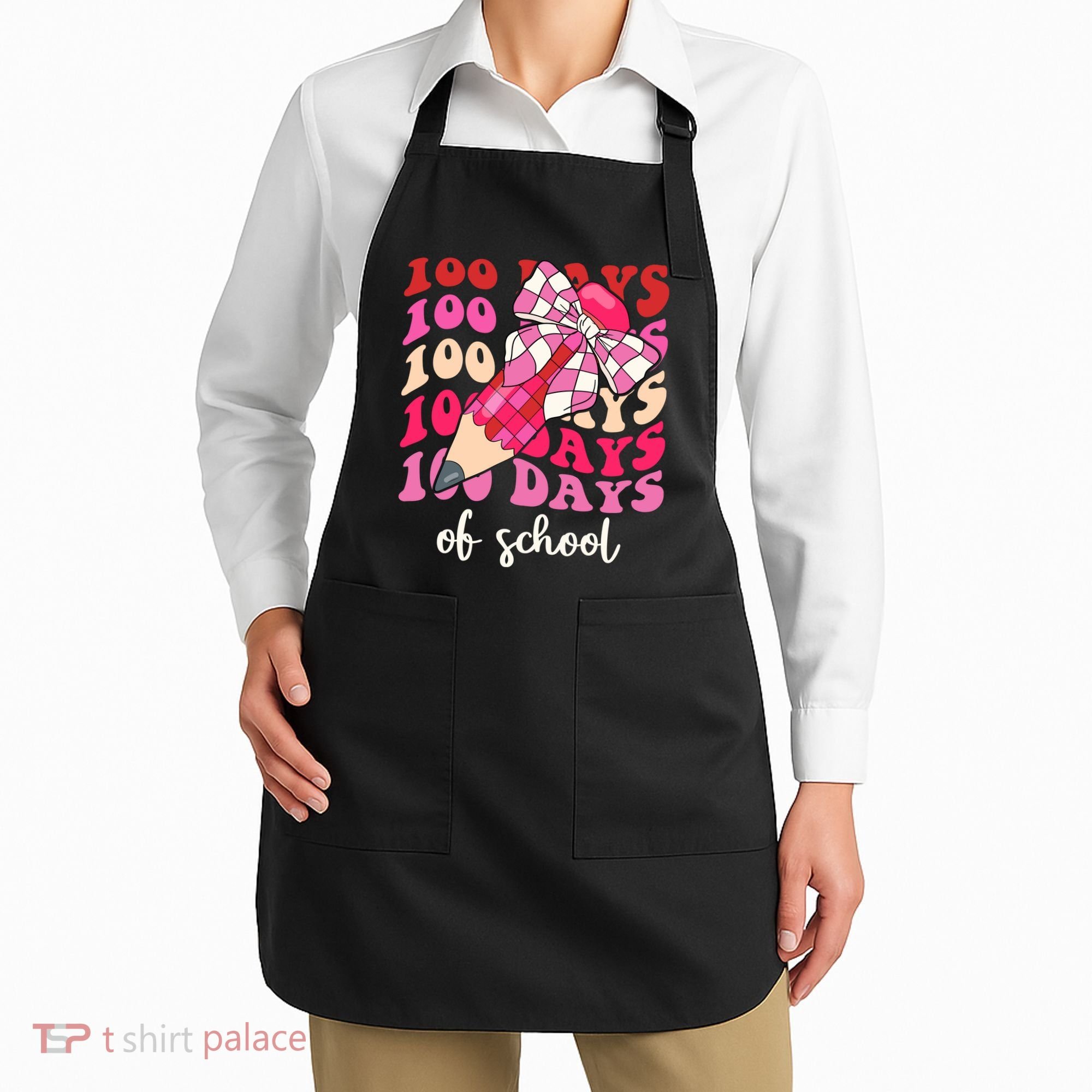 Cute 100 Days Of School Ribbon Bow Apron