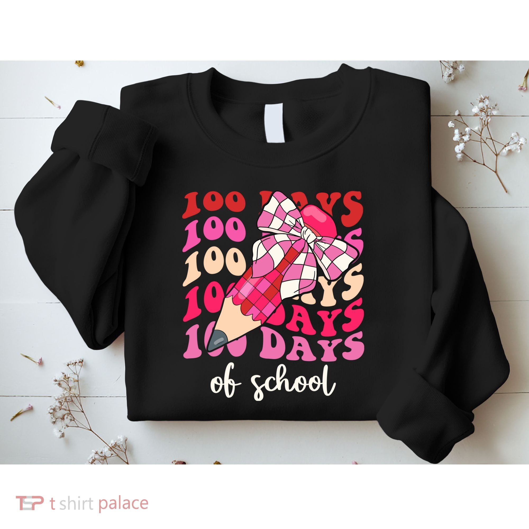 Cute 100 Days Of School Ribbon Bow Sweatshirt