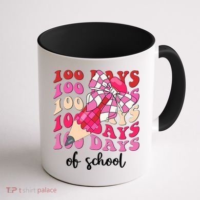 Cute 100 Days Of School Ribbon Bow Coffee Mug back