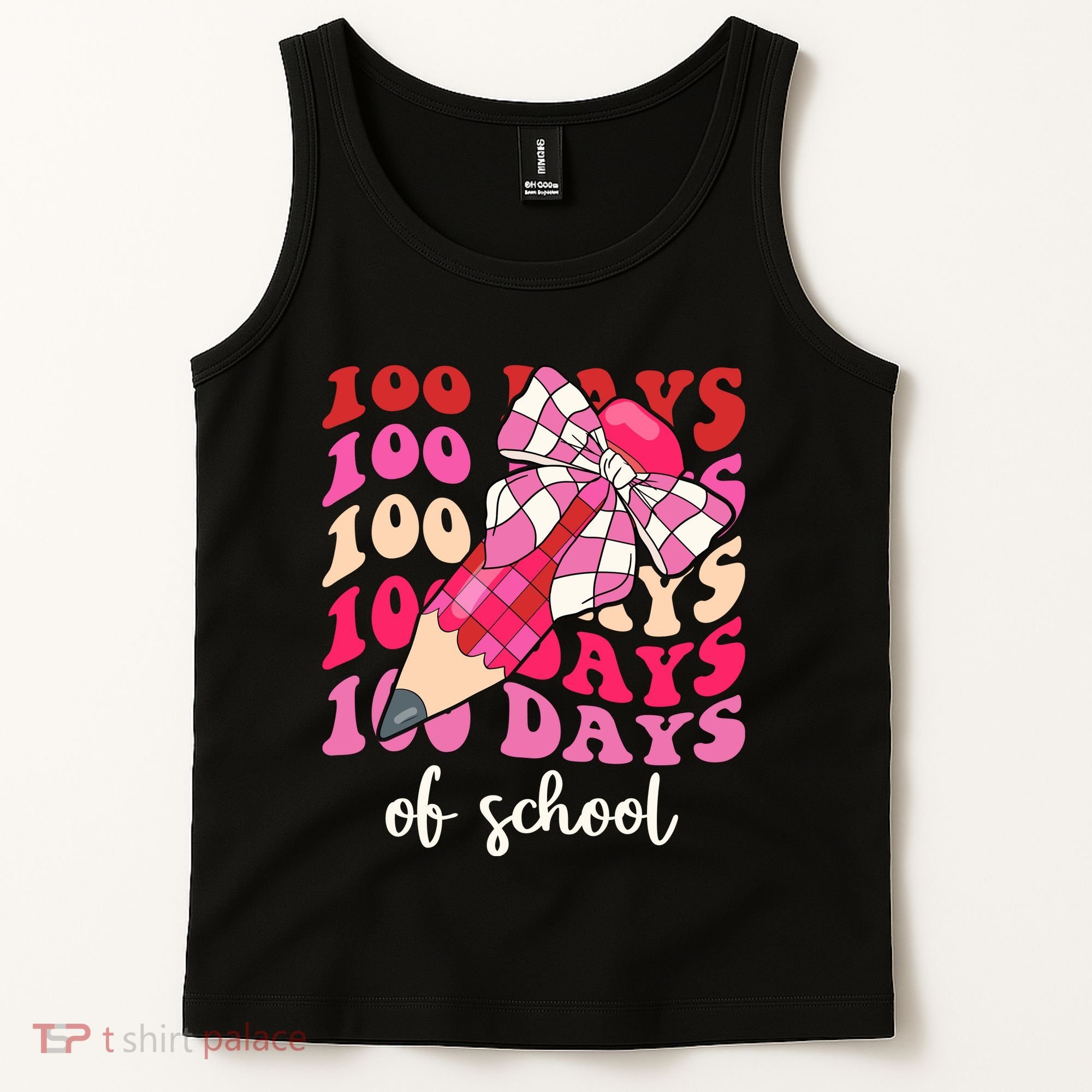 Cute 100 Days Of School Ribbon Bow Tank Top