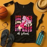 Cute 100 Days Of School Ribbon Bow Tank Top thumb 4