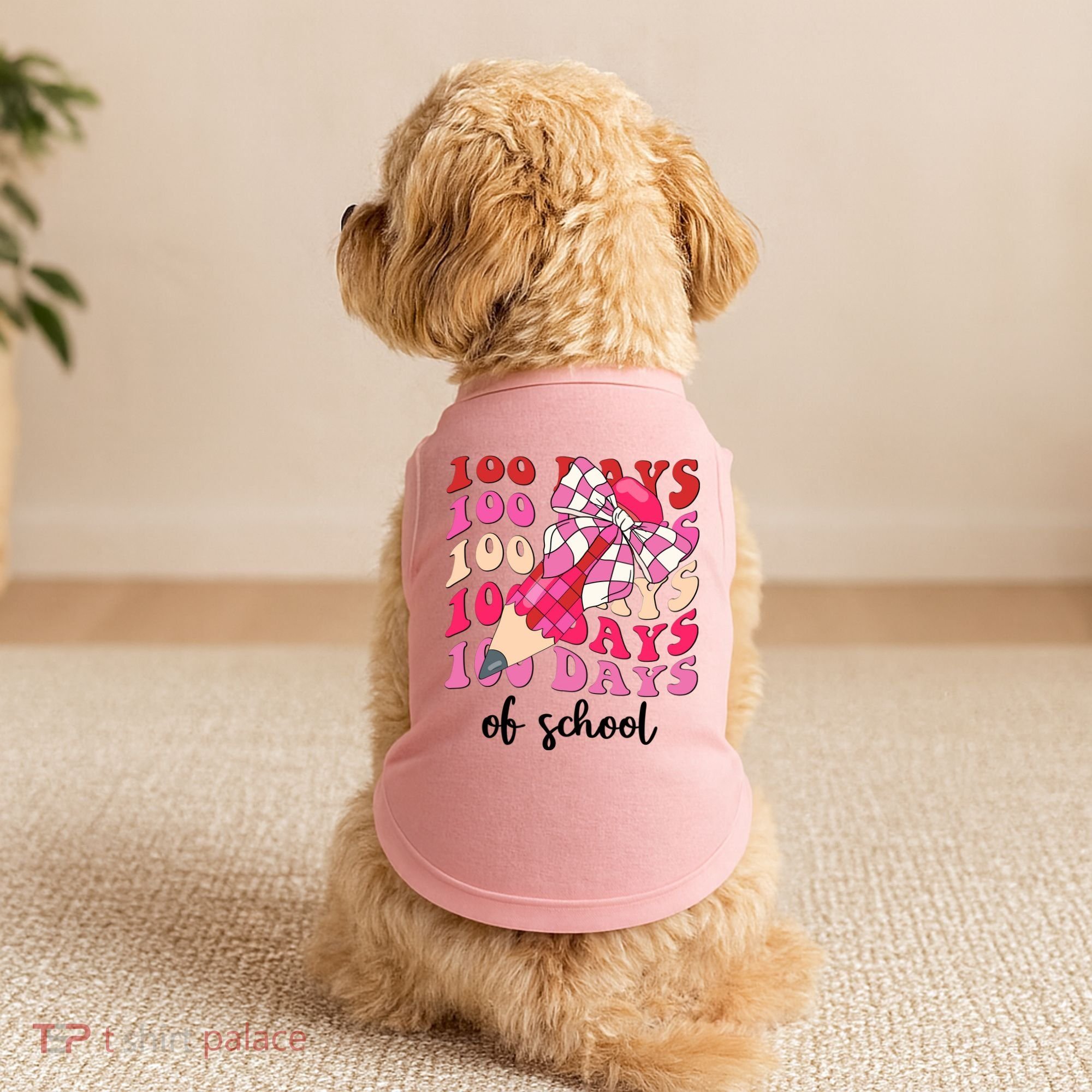 Cute 100 Days Of School Ribbon Bow Doggie Tank