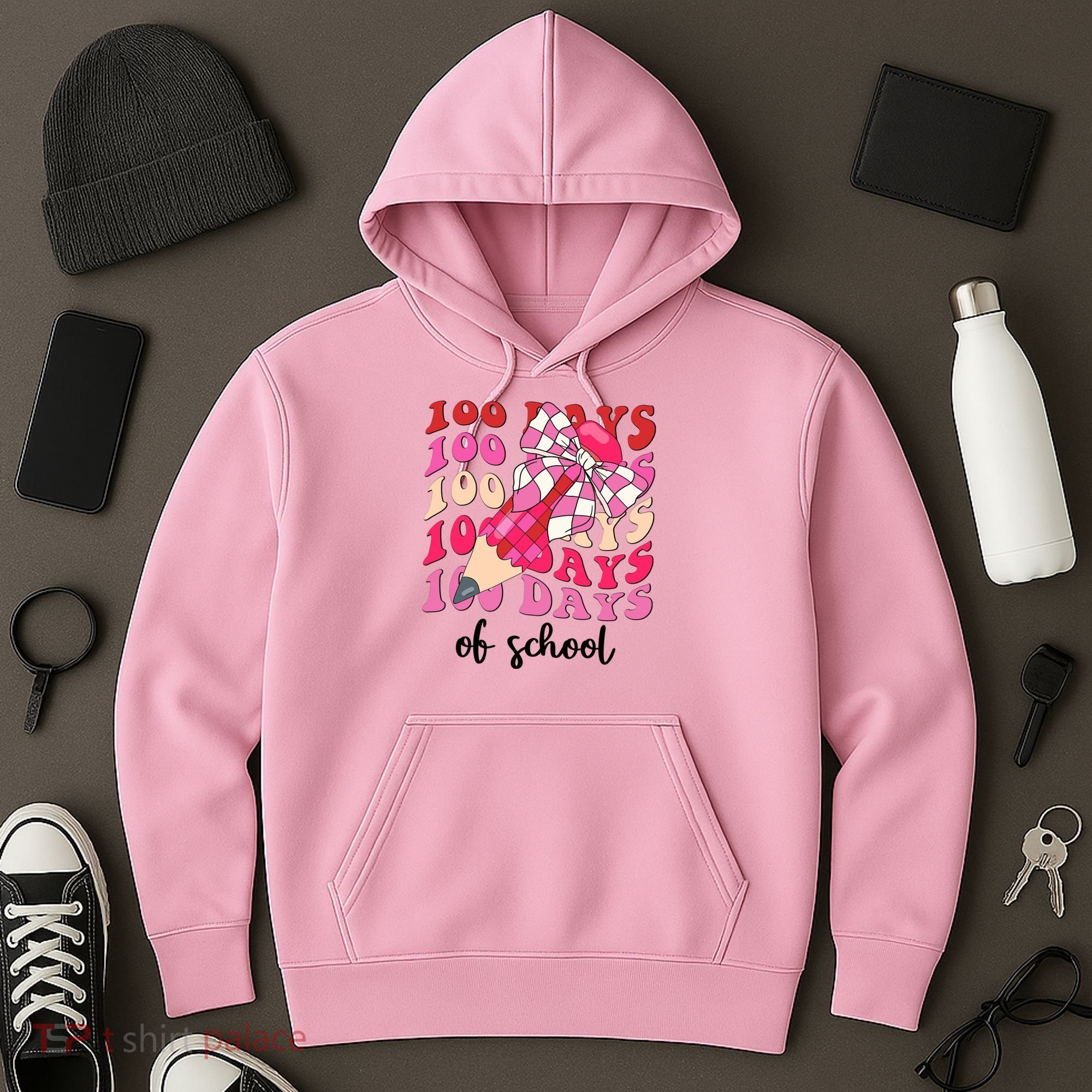 Cute 100 Days Of School Ribbon Bow Hoodie