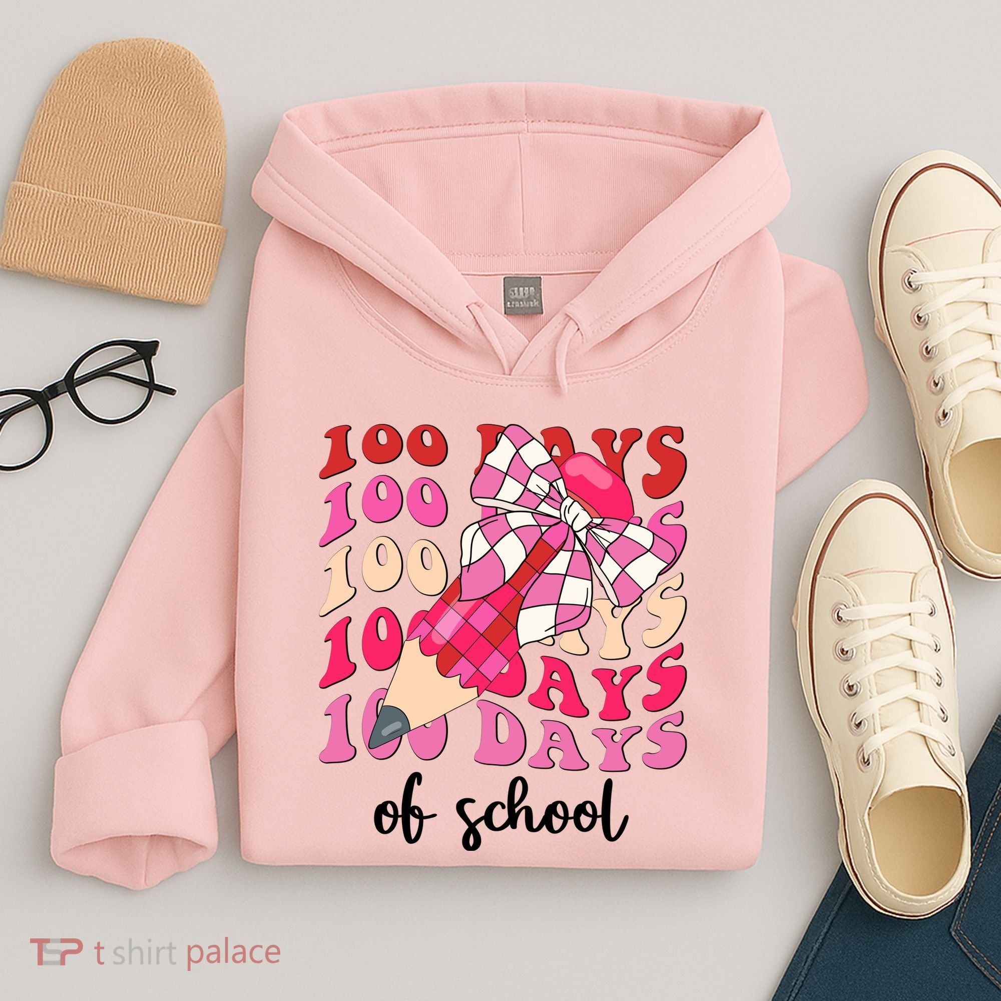 Cute 100 Days Of School Ribbon Bow Hoodie