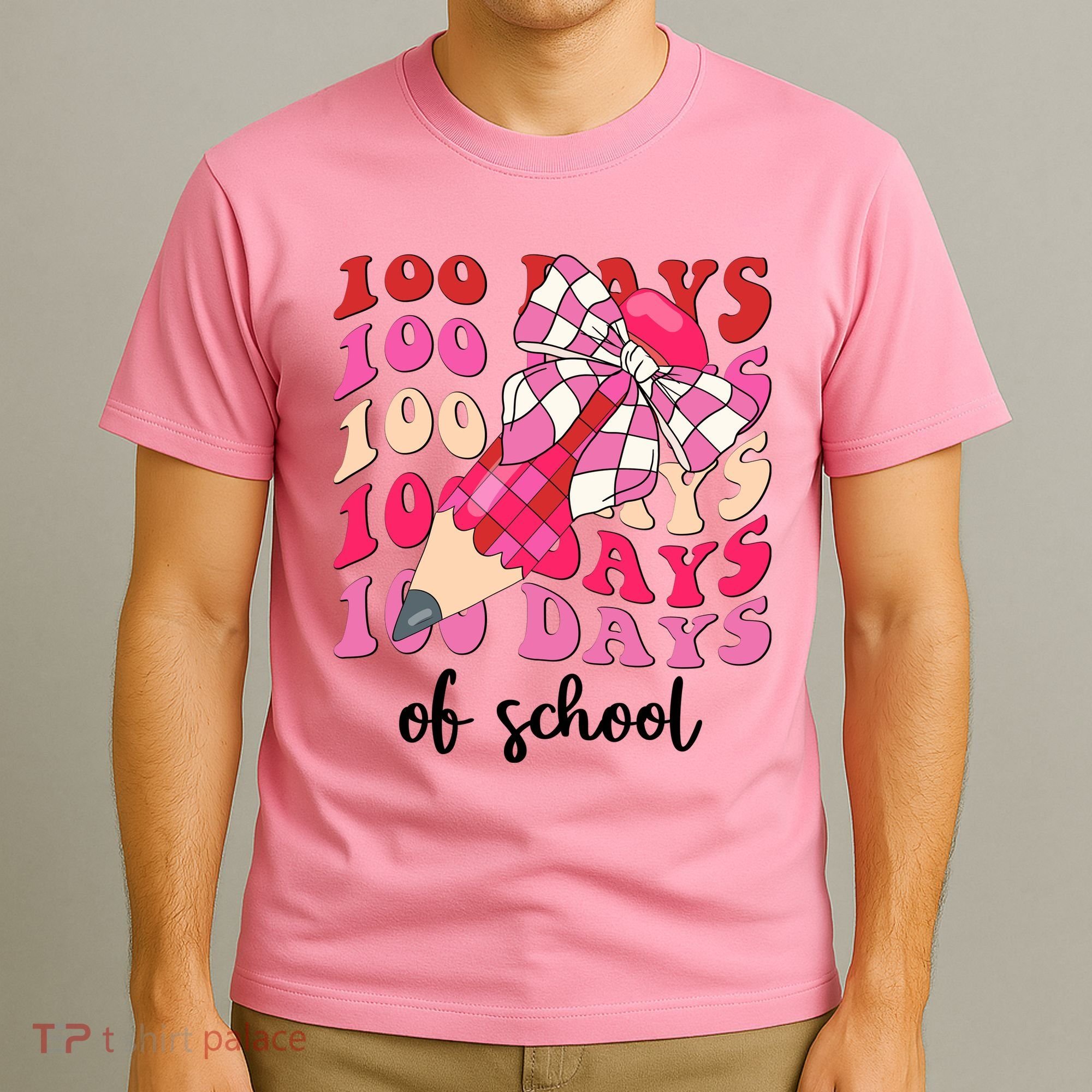 Cute 100 Days Of School Ribbon Bow T-Shirt