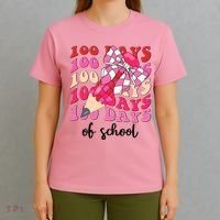 Cute 100 Days Of School Ribbon Bow T-Shirt thumb 4
