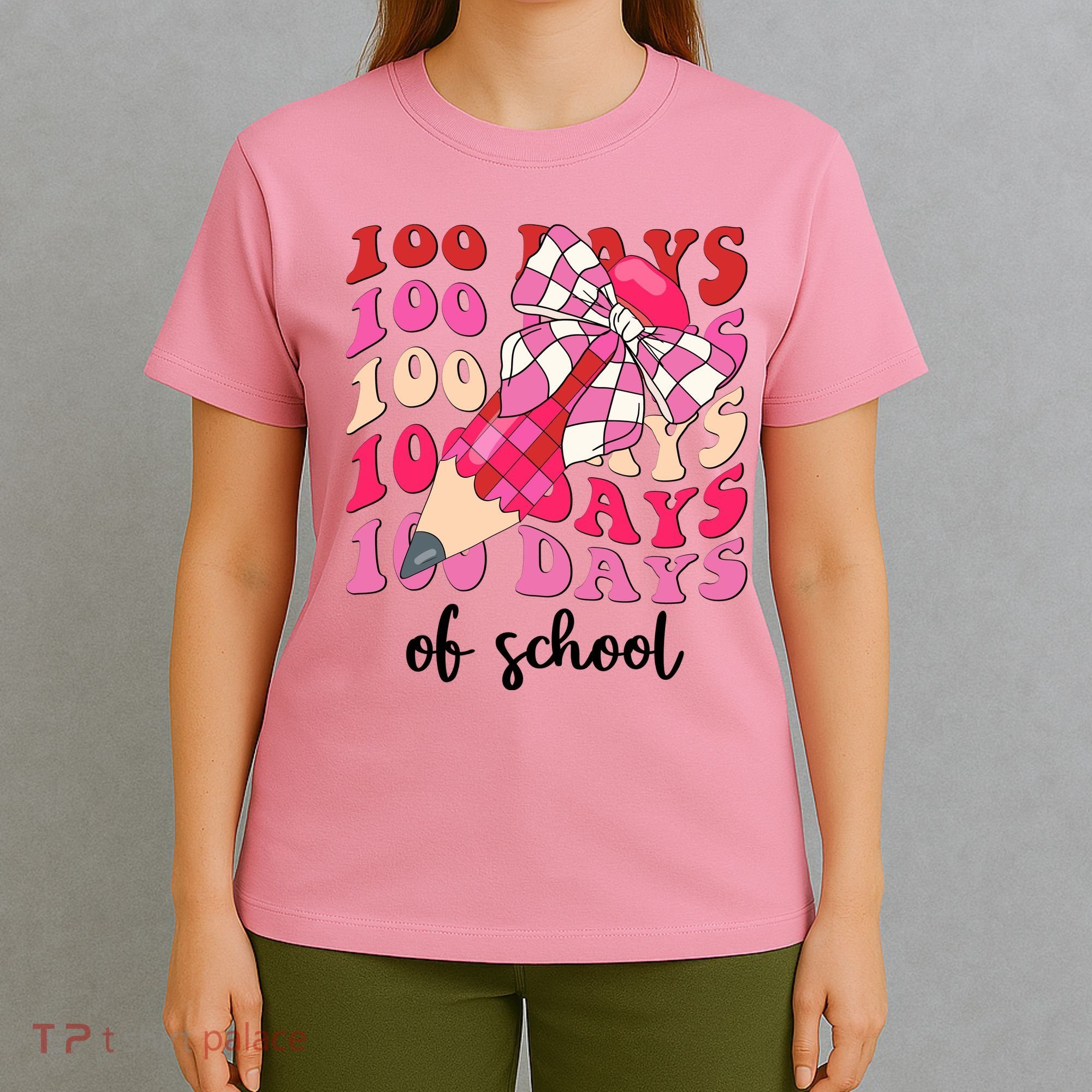 Cute 100 Days Of School Ribbon Bow T-Shirt