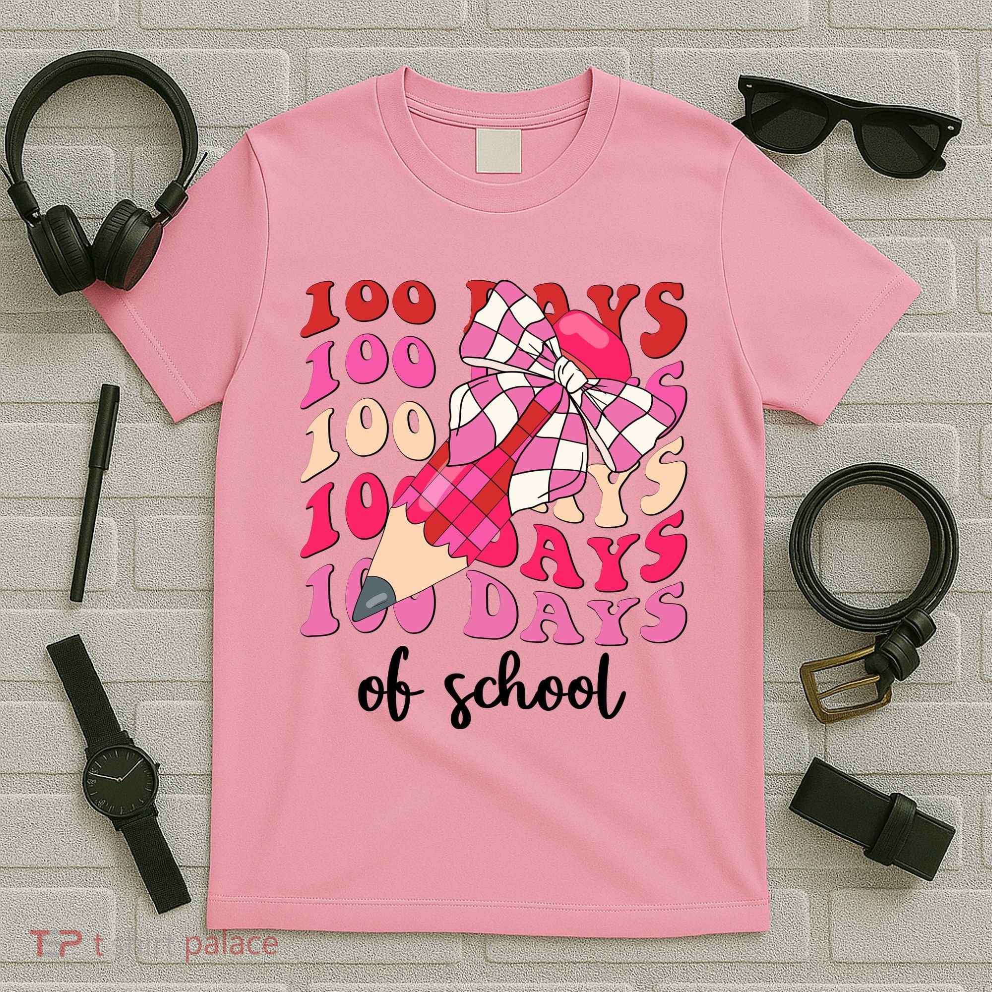 Cute 100 Days Of School Ribbon Bow T-Shirt