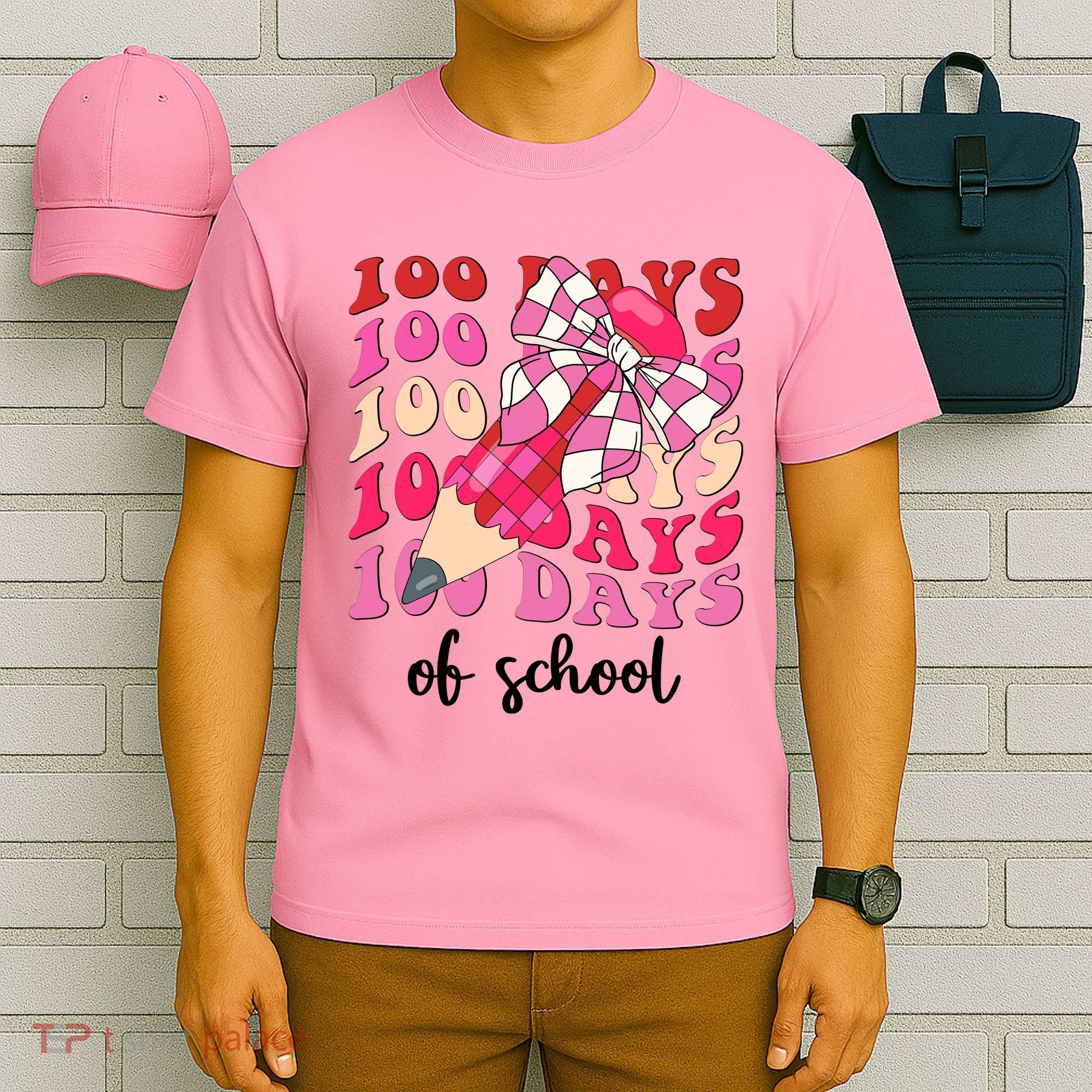 Cute 100 Days Of School Ribbon Bow T-Shirt