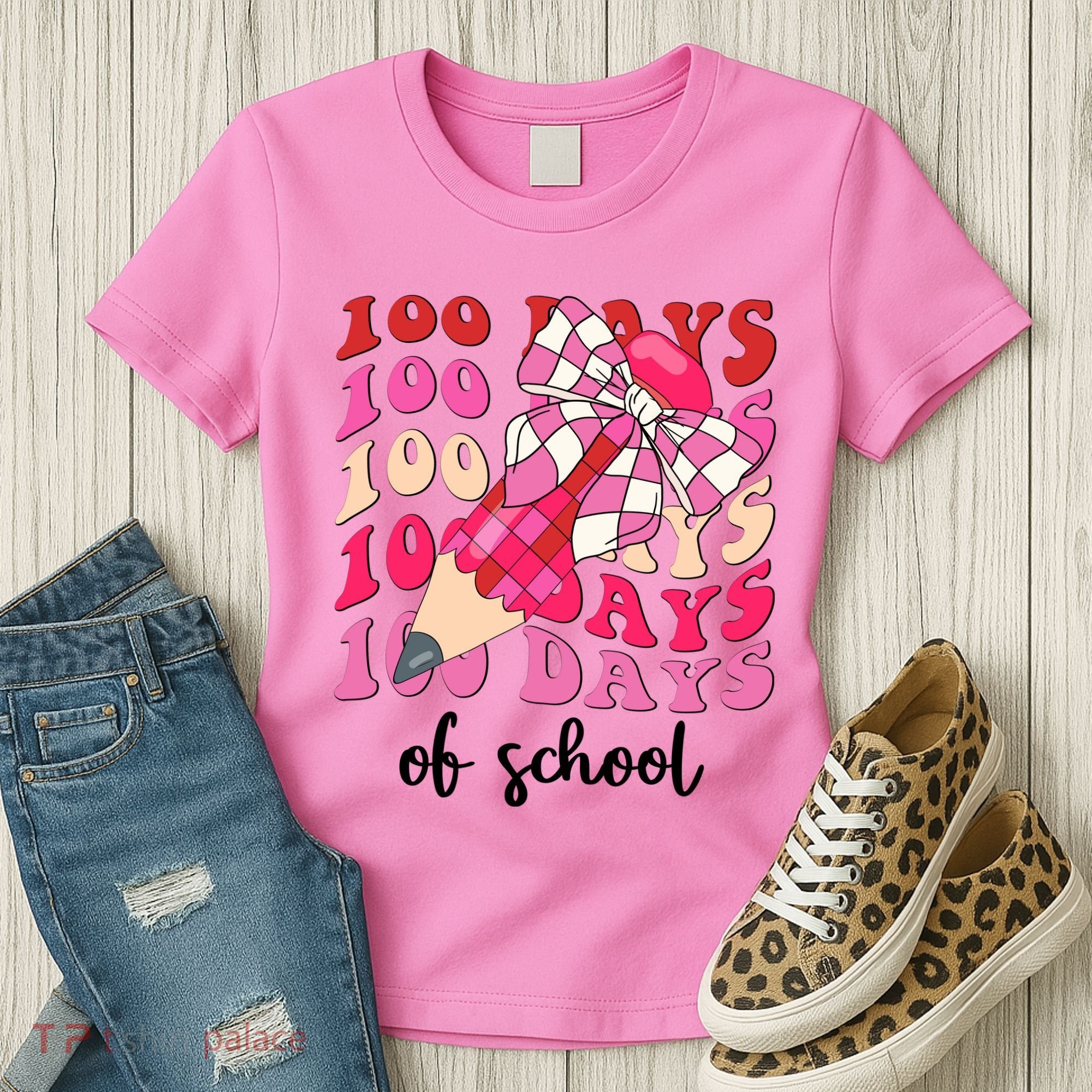 Cute 100 Days Of School Ribbon Bow Women's T-Shirt