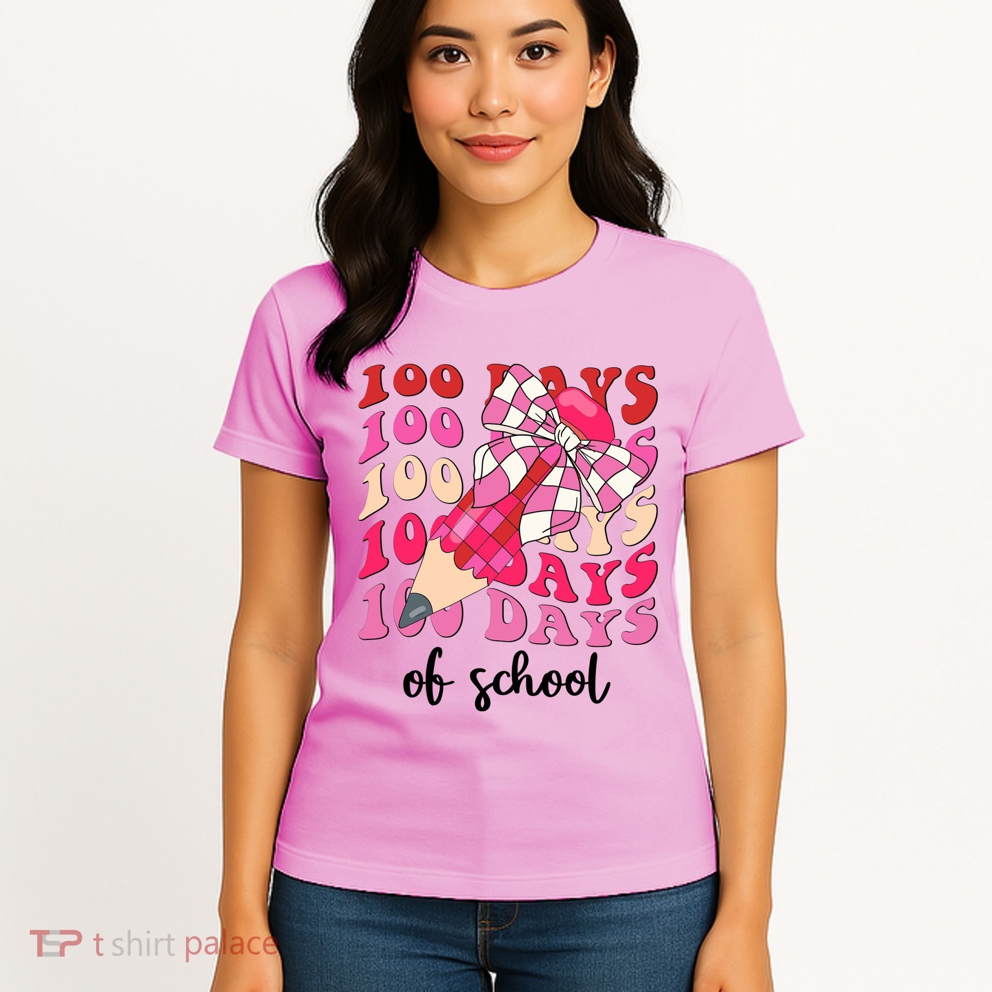 Cute 100 Days Of School Ribbon Bow Women's T-Shirt